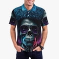 thumbnail image 2 of Salouo Punk Style Blue Haired Skull for Men's Short Sleeve Polo Shirts,Polo Shirts for Men Performance Short Sleeve Golf Shirt Athletic Casual Collared T-Shirt-XX-Large, 2 of 8