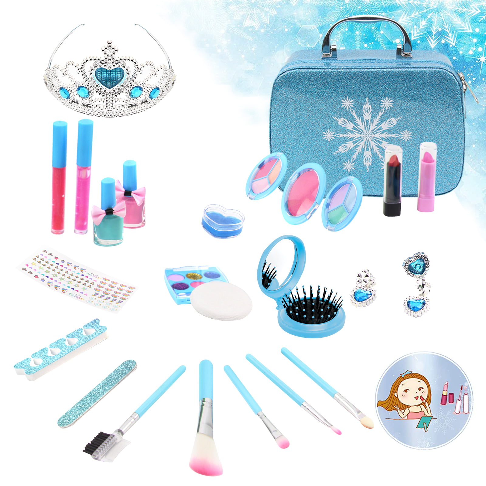 Safe & Non-Toxic Kids Makeup Kit, Washable Real Makeup Set for Little ...