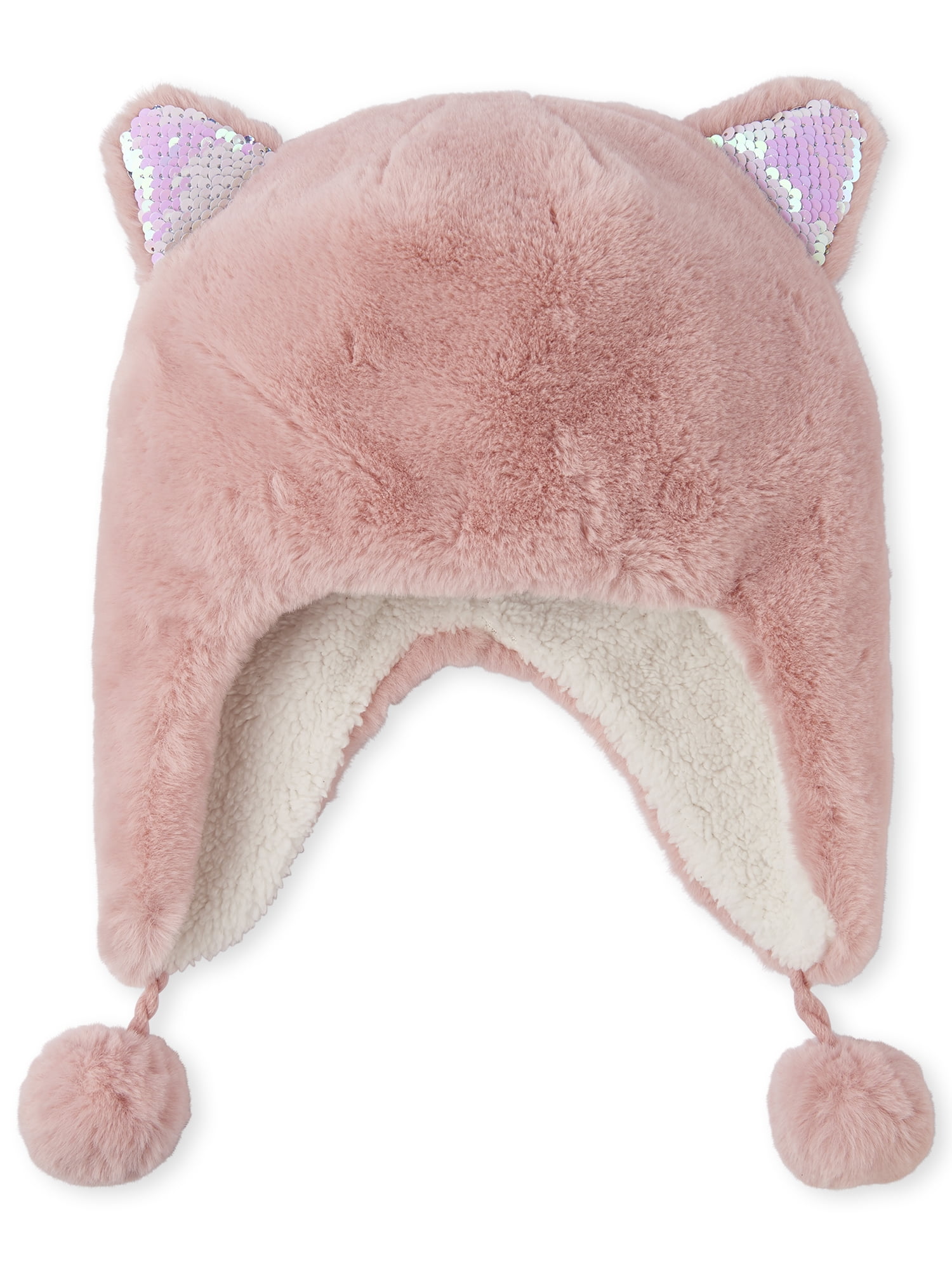 The Childrens Place Girls Big Fur Ear Hat