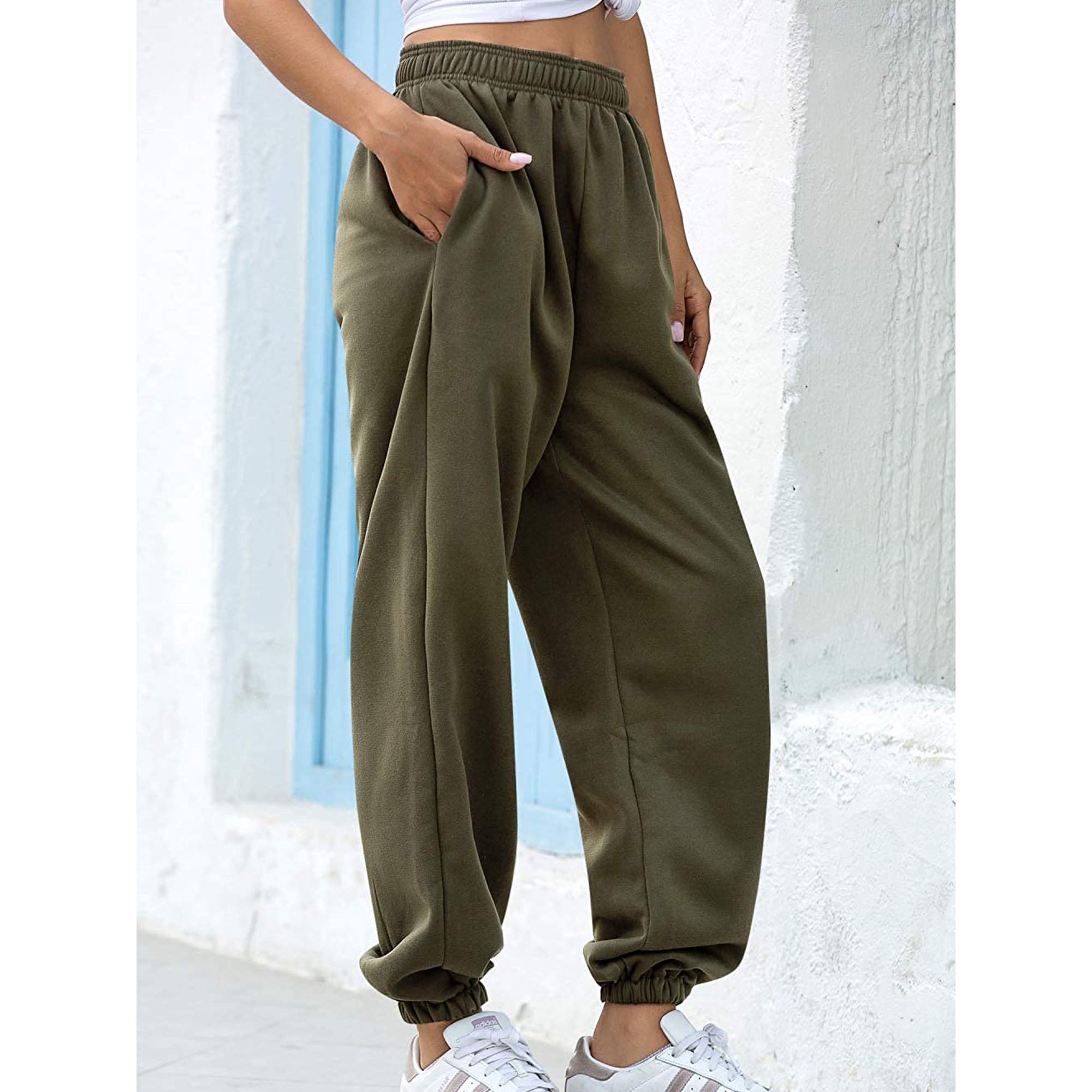 Xingqing Women Ladies Gym Sport Jogger Harem Pants Sweatpants Loose Pants Baggy Trousers Green S - image 4 of 5
