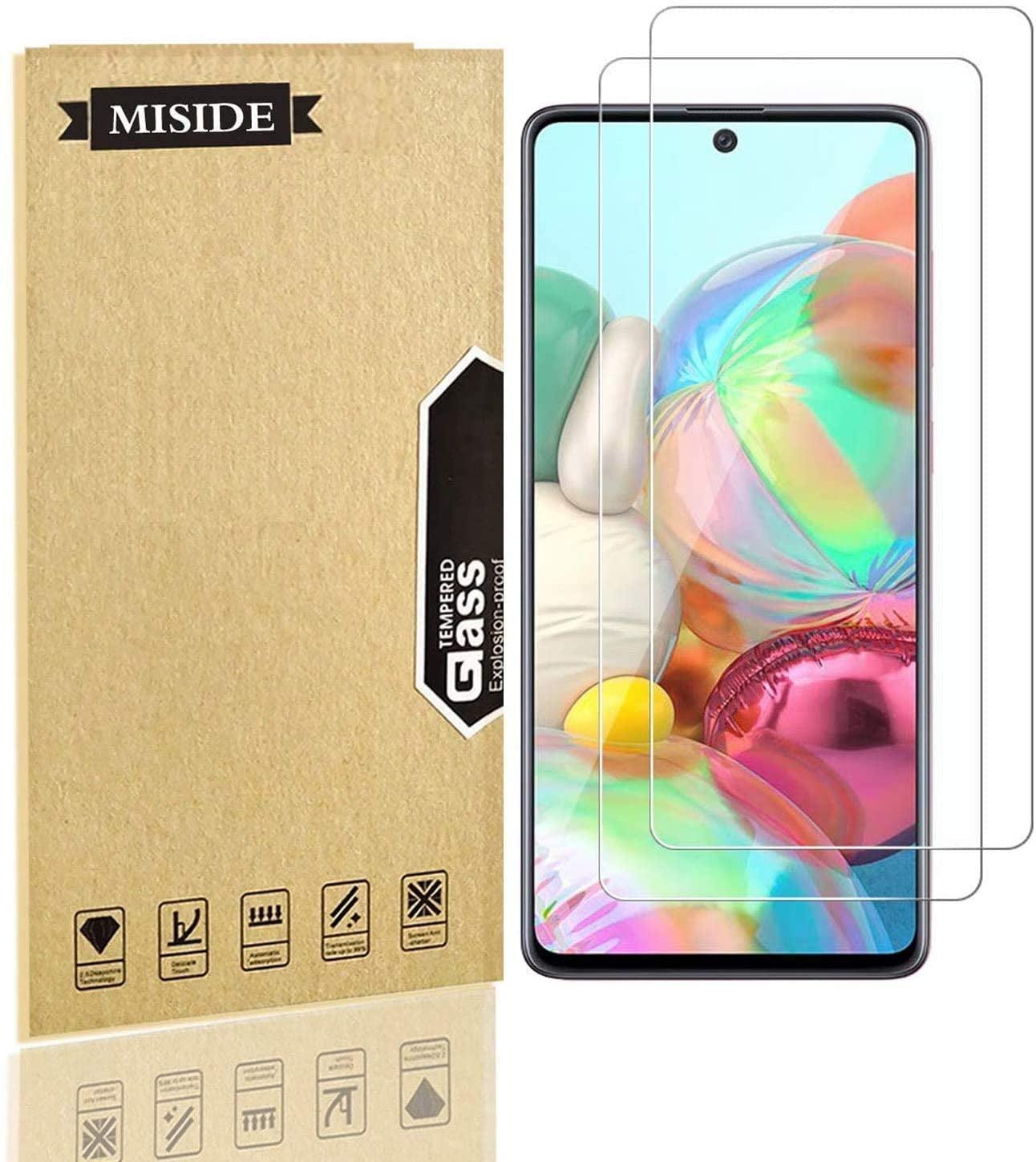 MISIDE Compatible with Samsung Galaxy A71 Screen Protector,[2 Pack