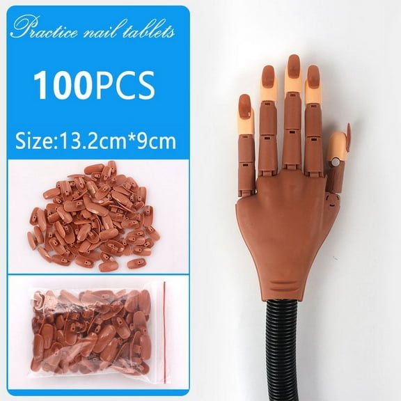 100Pcs Professional Nail Art Training Practicing Display Fake Nail Patch Tiro Practice Nails Nail Art Fake Hand Matching Practice Nail Piece Full Fake Nail Patch Oval Nail Piece 100 Pieces Brown