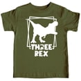 thumbnail image 4 of Three Rex Square T-Rex Dinosaur 3rd Birthday Shirts for Baby Toddler & Youth Boys & Girls White on Military Green Shirt 4T, 4 of 5