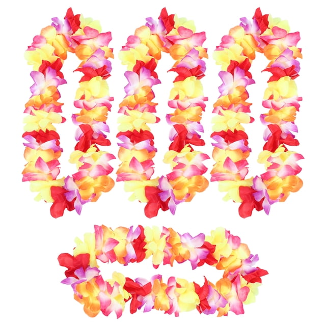 KAKOWELY 4 piezas de collar de fiesta hawaiano con guirnalda de flores artificiales y leis hawaianos