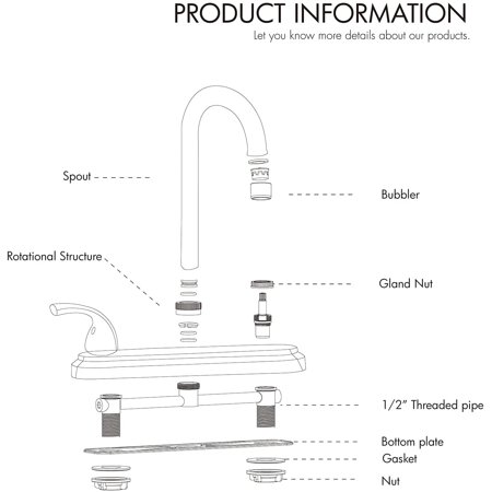 2 Handle Kitchen Sink Faucet, High Arc 360 Swivel Stainless Steel ...