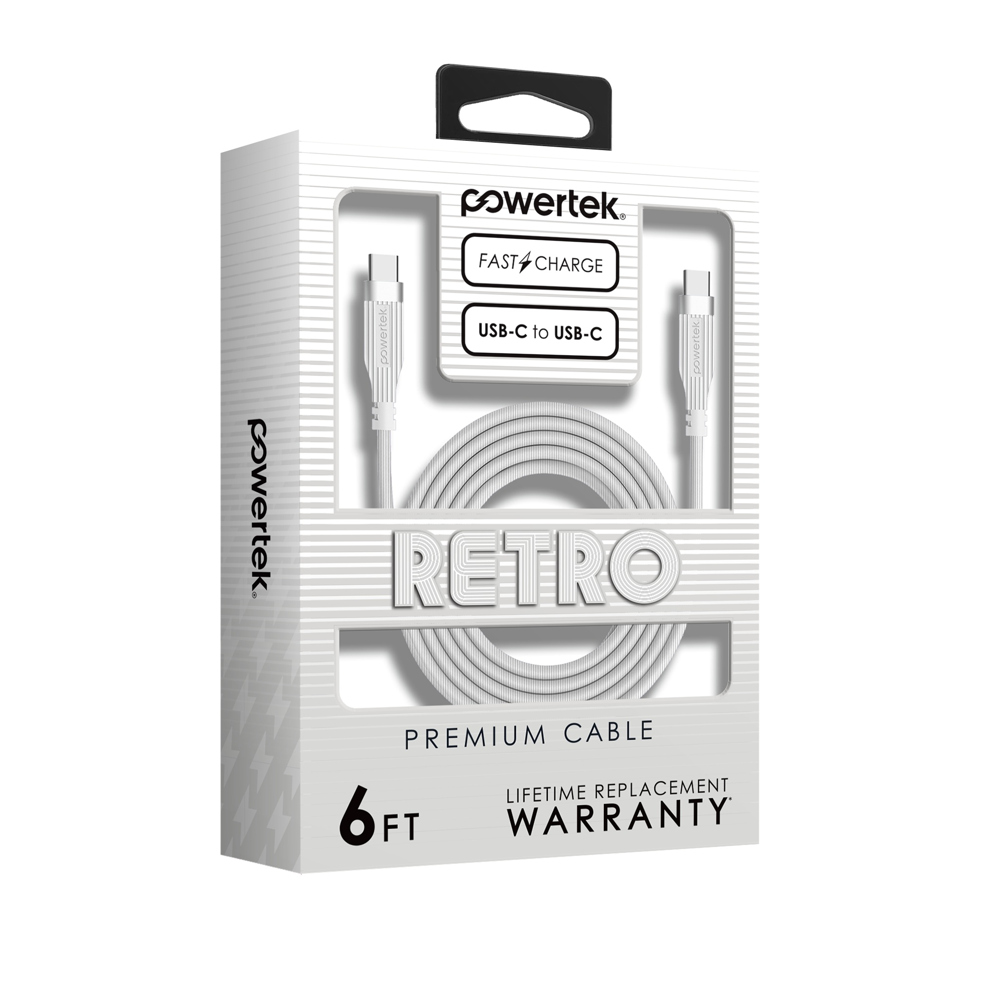 Liquipel Powertek Retro USB-C to USB-C - White