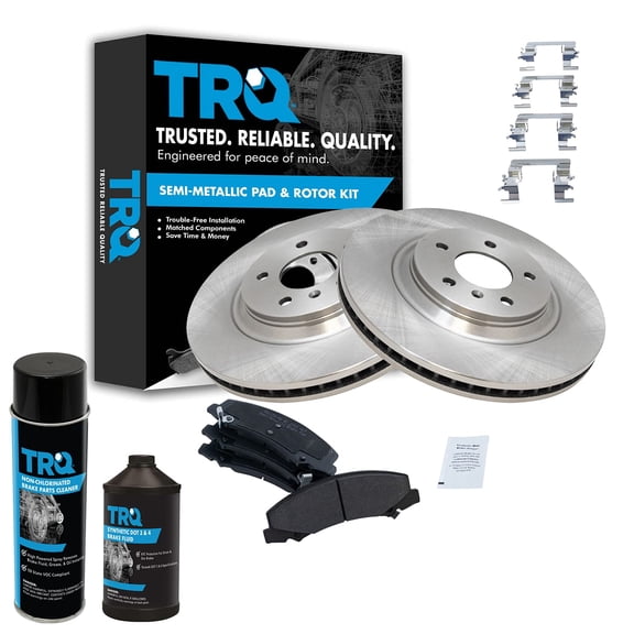 TRQ Front Premium Posi Metallic Disc Brake Pad & Rotor Kit w/Chemicals for Buick BKA15769 Fits select: 2006 CADILLAC COMMERCIAL CHASSIS, 2007 CADILLAC DTS