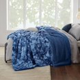 thumbnail image 5 of GentleSoft Sherpa Fluffy Blanket Queen Size for Bed - Fleece Warm and Cozy for Women Gift, Plush & Fuzzy Faux Fur Christmas Blanket for Couch, Sofa Decor, Tie Dye Design, Indigo, 90x90 Inches, 5 of 7