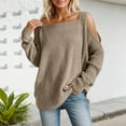 thumbnail image 2 of Arlun Womens Long Sleeve Cold Shoulder Sweaters Fall Winter Outfits 2026 Cable Knit Trendy Loose Comfortable Solid Color Pullover Oversized Drop Shoulder Plus Size Tunic Tops Khaki XXXL, 2 of 5