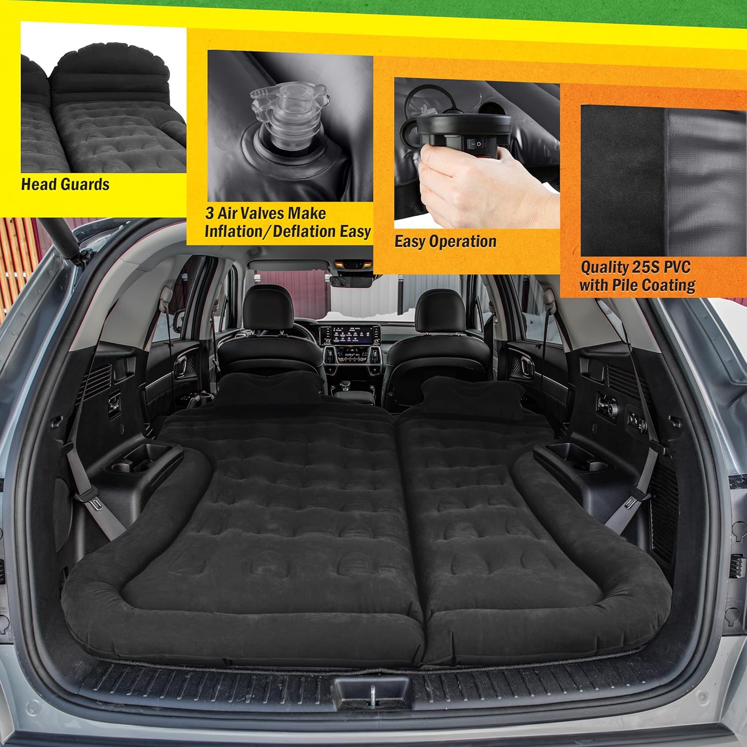 Inflatable Car  Mattress with Pump and Pillows for SUV Tent Camping