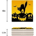 thumbnail image 3 of FMSHPON Halloween Black Cat Set of 4 Coaster for Drinks, Absorbent Ceramic Stone Coasters Cup Mat with Cork Base for Home Kitchen Room Coffee Table Bar Decor, 3 of 4