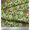 thumbnail image 2 of Soimoi polyester Crepe Fabric Leaves & Grandiflora Roses Floral Printed Craft Fabric by the Yard 42 Inch Wide, 2 of 3