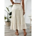 thumbnail image 4 of Yesfashion Wholesale Women's Midi Skirts Tiered Pleated Elastic Waist Long A-Line Skirt, 4 of 9