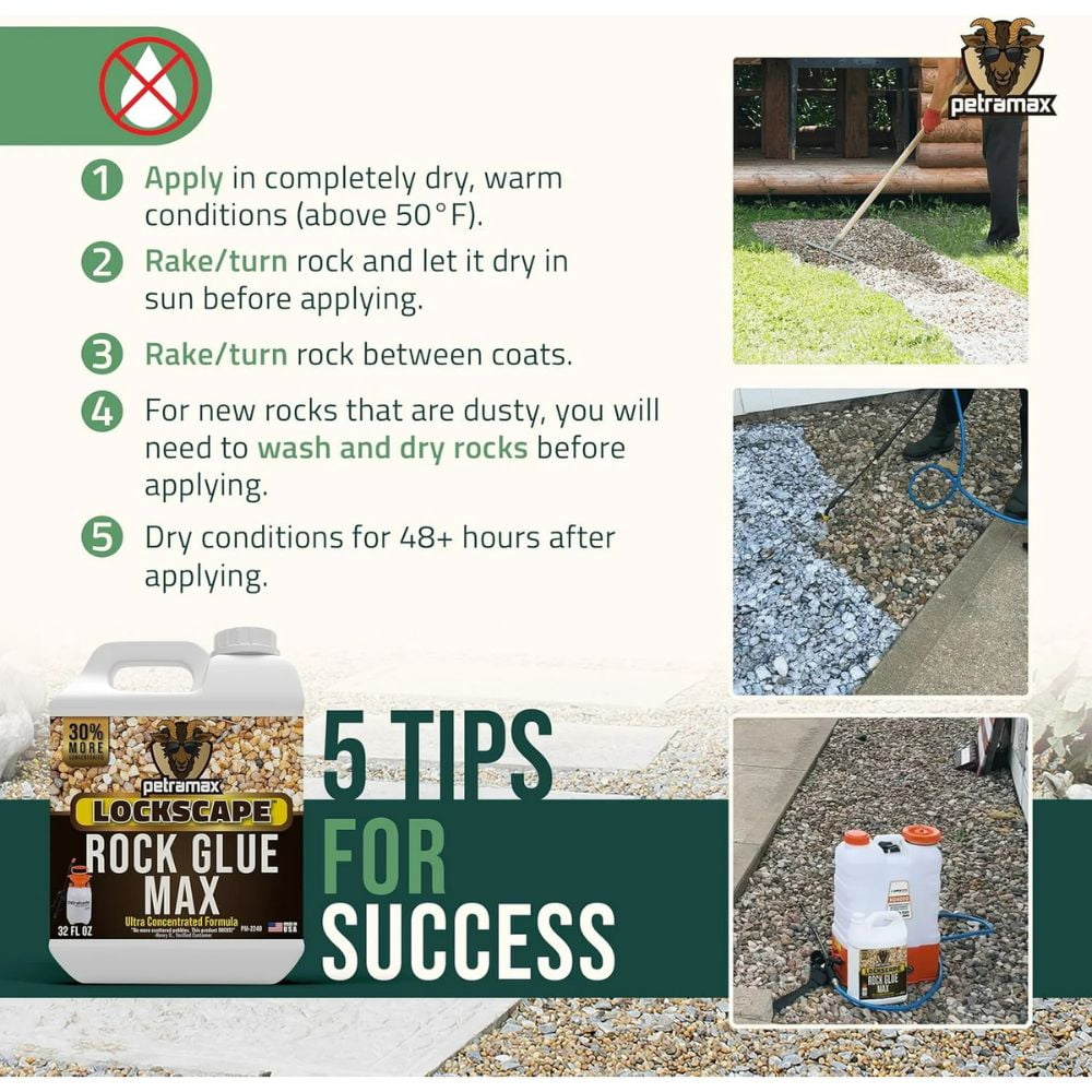 PetraMax Rock Glue for Landscape, Wide Coverage Mulch Adhesive, 32 oz