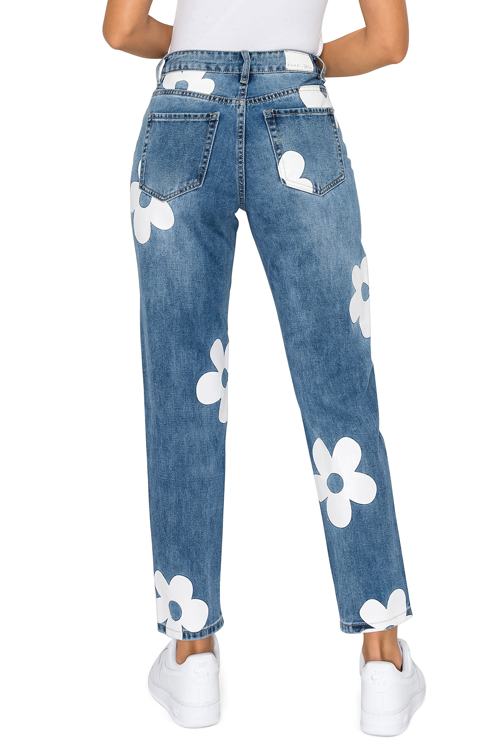 KHAKI & BLUE Women's Denim Pants High Waisted All-Over Big