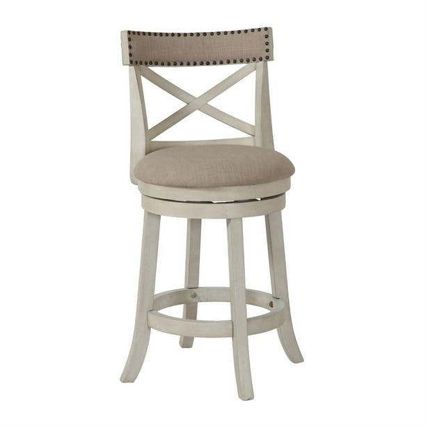 Curved X Shaped Back Swivel Counter Stool with Fabric Padded Seating, White - Walmart.com 