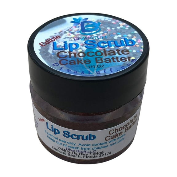 Diva Stuff Ultra Hydrating Lip Scrub for Soft Lips, Gentle Exfoliation, Moisturizer & Conditioner, Chocolate Cake Batter – ¼ oz (Made in the USA)