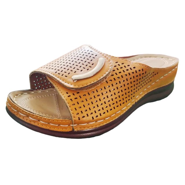asddcavvf Ladies Summer Fashion Solid Colour Hollow Out Open Toe Breathable Slope Heel Outside Wear