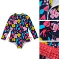 thumbnail image 4 of SILVERCELL Toddler Kids Elastic Waist One-Piece Swimsuit Butterfly or Floral Patterns Long Sleeve Bathing Suit for Girls 4-9 Years Old, 4 of 12