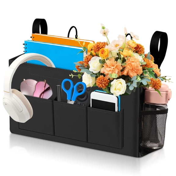 Evjurcn Bedside Caddy for Top Bunk Bed Compartmental Oxford Cloth Bedside Storage Organizer Versatile Large Capacity Bedside Hanging Bag Holder for Home Bedroom Dorm