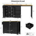 thumbnail image 2 of 74.8" Kitchen Island with Extendable Dining Table, Kitchen Storage Cart with 3 Drawers, Power Outlet, Rolling Kitchen Island on Wheels with Spice Rack and 2 Door Cabinet, for Kitchen, Black, 2 of 8