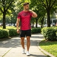 thumbnail image 6 of Men's Workout Shirts Quick Dry Seamless Short Sleeve Tshirts Breathable Compression Workout T-Shirt Geometric Print Athletic Tee For Gym Running Training, 6 of 6