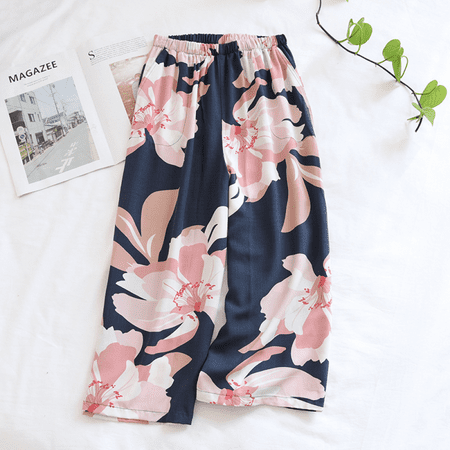 

Xerarch Capri Pants Women s Summer Thin Cool Cotton Pajamas Have Side Pockets To Wear Sunscreen Home Pants Cotton Trousers Home Sleeping Pants