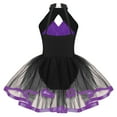 thumbnail image 3 of DPOIS Kid Girls Sparkling Sequins Lyrical Ballet Dance Leotard Tutu Dress Purple-B 6, 3 of 6
