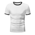 thumbnail image 4 of Big and Tall Shirts for Men Summer Fashion Color Matching T Shirt With Short Sleeves And Round Neck Plain T Shirts for Men Big Tall Striped Long Sleeved Shirt Man Workout Loose Fit M, 4 of 5