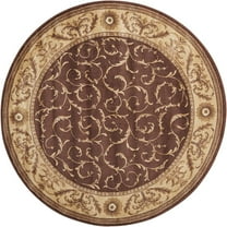 Nourison Somerset Floral Brown 5'6" x ROUND Area Rug, (6 Round)