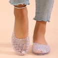 thumbnail image 7 of Women's Jelly Mesh Flats Breathable Clear Hollow Shoes Summer Beach Jellies Ballet Sandals White 7, 7 of 7