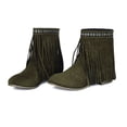 thumbnail image 5 of Up to 35%! Women's Slip On Ankle Boots Women's Fashionable Casual Versatile Cool Winter Tassel Sleeve Boots Short Boots Thick Heel Ankle Boots Green 38, 5 of 7