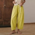 thumbnail image 5 of Kvture Women's Harem Pants High Waisted Baggy Boho Summer Pants for Travel Vacation Loose Trouser Pantalon Confortable Yellow Pant L, 5 of 9