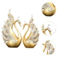 thumbnail image 6 of FashionCha 2 Pieces Love Swan Statue Swan Sculpture Statues Collection Animal Creative Home golden, 6 of 9