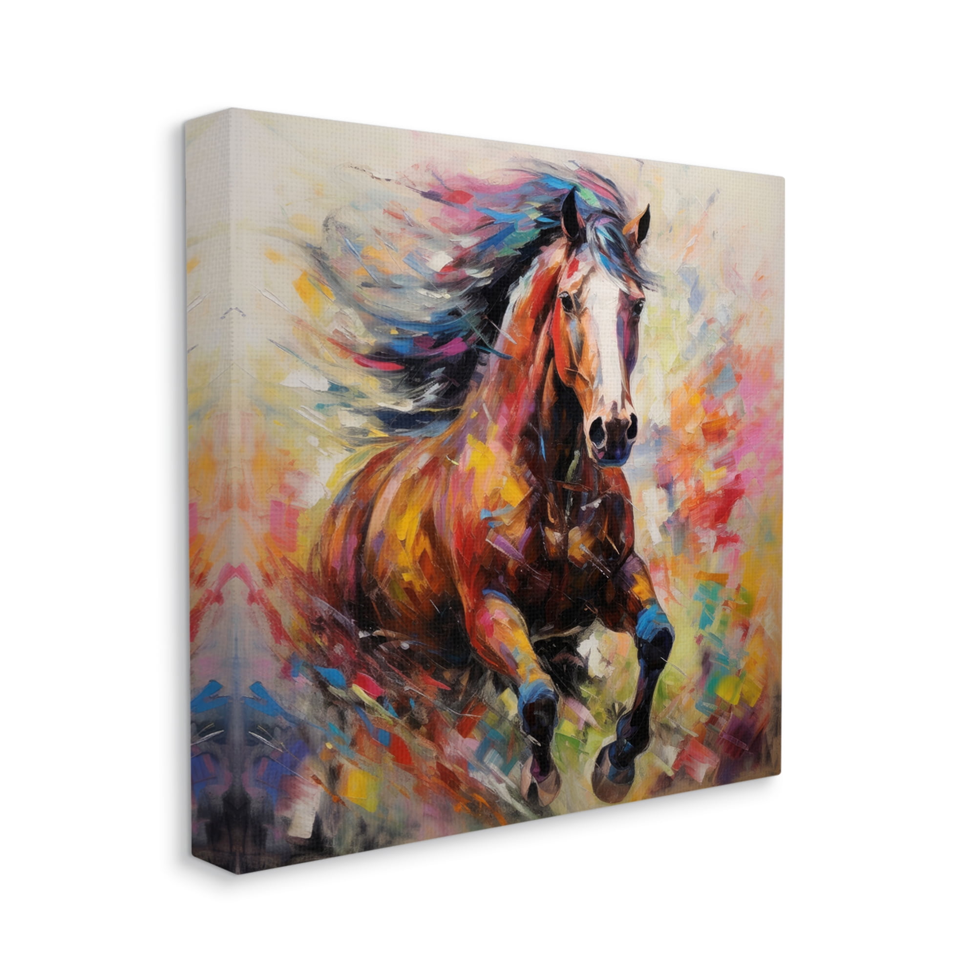 Stupell Industries Vivid Horse Galloping Animals & Insects Painting Gallery Wrapped Canvas Art Print Wall Art, 36 x 36