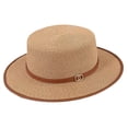 thumbnail image 1 of Sombrero de paja tejido con protección solar para mujer, sombrero de ala corta a la moda para mujer caqui, 1 of 9