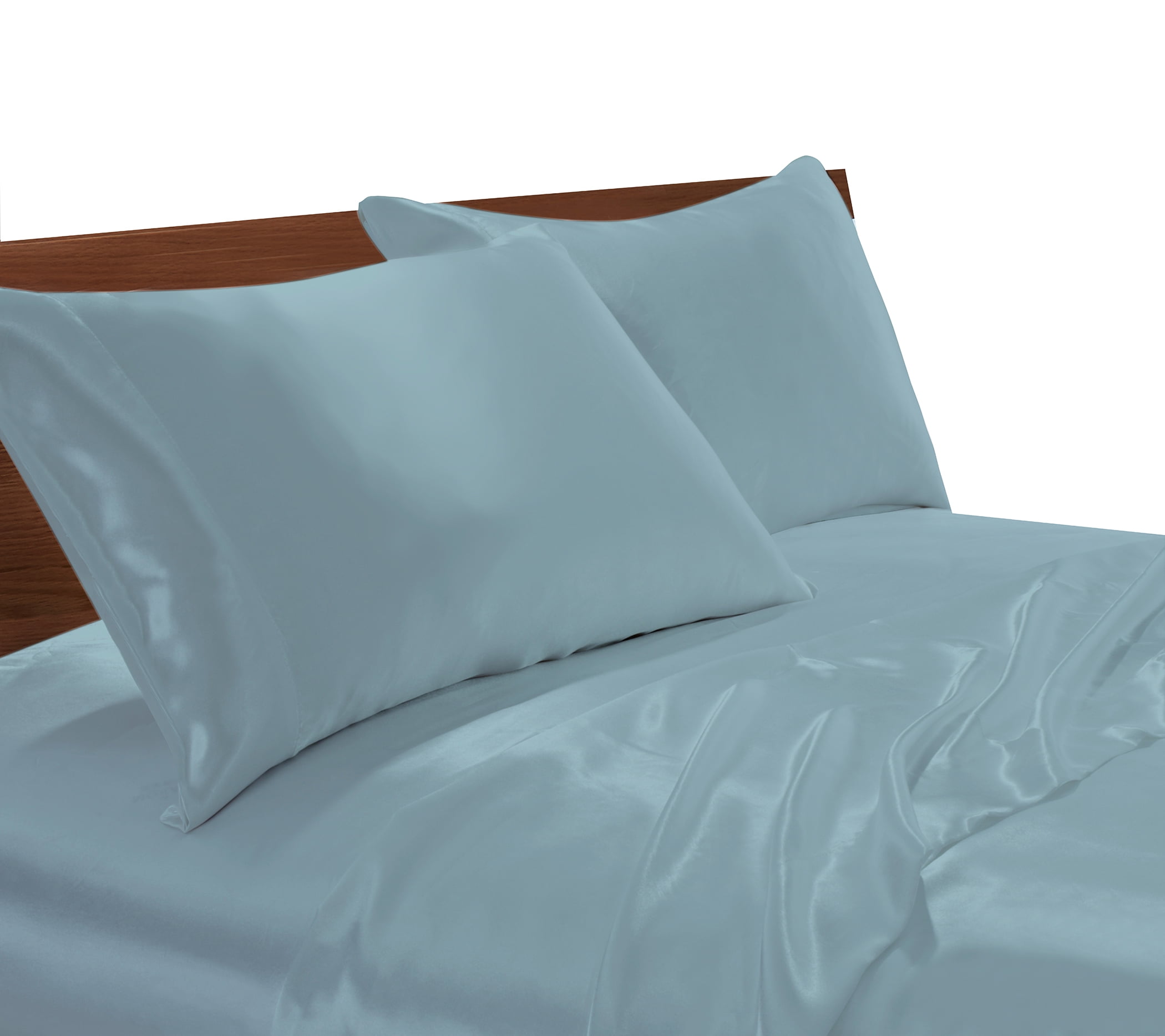 Satin Radiance 230 Thread Count Blue Polyester Pillowcases, Standard, (2 Count)