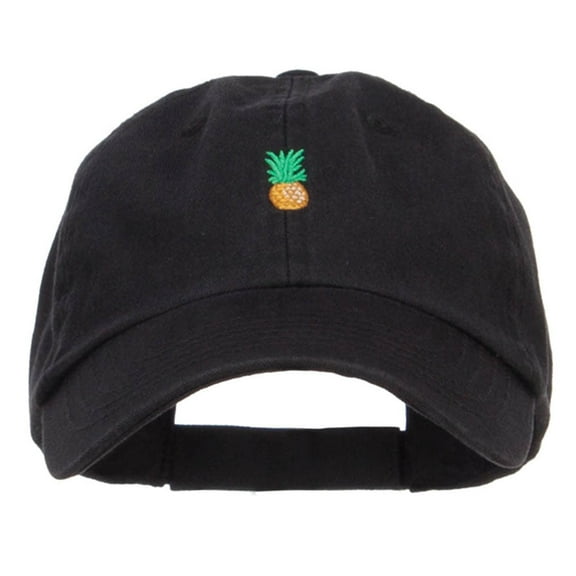 Mini Pineapple Embroidered Pet Spun Cap - Black OSFM