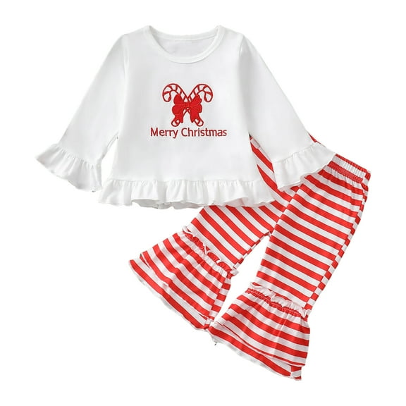 Zshosam Toddler Girl Christmas Clothes Fall/Winter Kids Toddler Girl Christmas Clothes Print Sweatshirt Pants 2Pc Outfits Set Size 12 18 Months,(Red 12-18 Months)