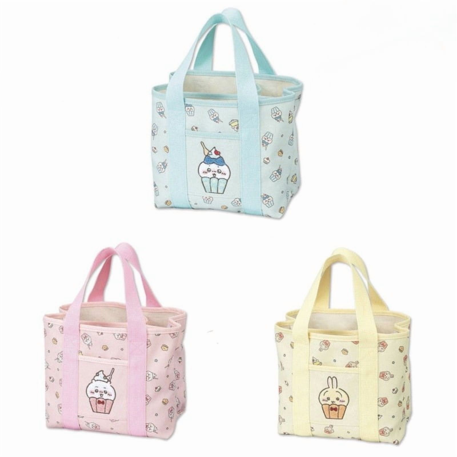 Chiikawa Bento Bag Hachiware Cartoon Cute Character Canvas Open Partition Layer Tote Creative Lunch Box Bag Commuting Portable