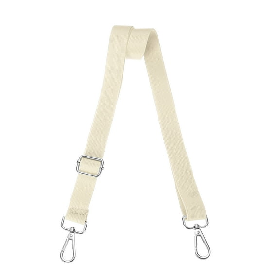 Shoulder Strap 2.5cm Wide Crossbody Strap, Beige, Silver Buckle