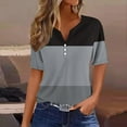 thumbnail image 2 of Raeneomay V Neck Button Up Tunic Tops Women's Casual Printed Color Short-Sleeved Button V-Neck Top Blouse, 2 of 5