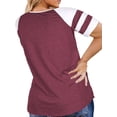 thumbnail image 2 of NISVIYA Summer Plus Size Tops for Women Baseball Shirts Striped Tunics Woman Jersey T-shirts Wine Red, 2 of 5