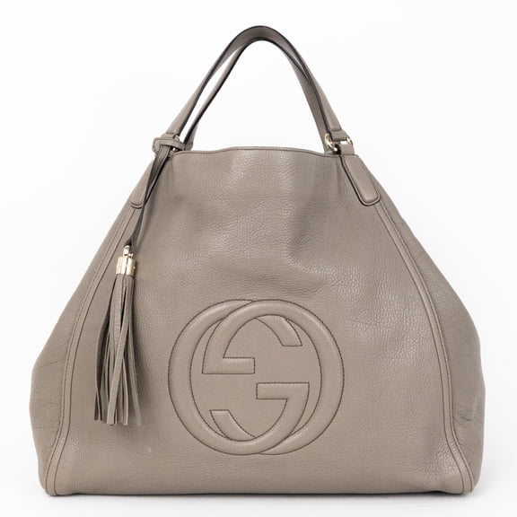 Pre-Owned Gucci Grey Soho Hobo Handbag Calfskin Grained Leather