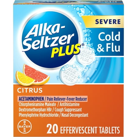 Alka-Seltzer Plus Severe Cold & Flu, Citrus Effervescent Tablet, (Best Medication For Flu)