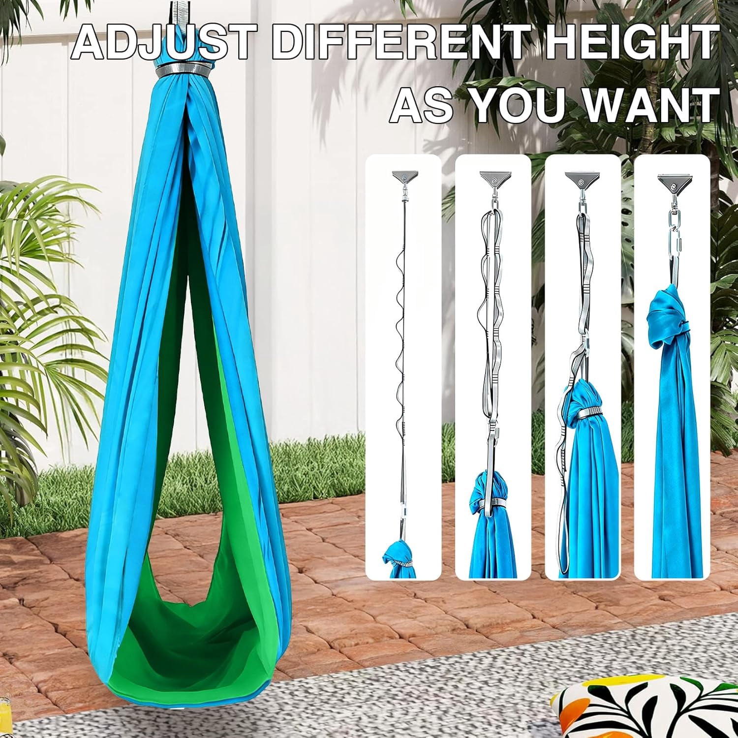 Sensory Swing for Kids Indoor Outdoor, Calming Cocoon Therapy Swing, Holds 300lbs, Hug-Like Sensory Hammock with 360° Swivel Hardware