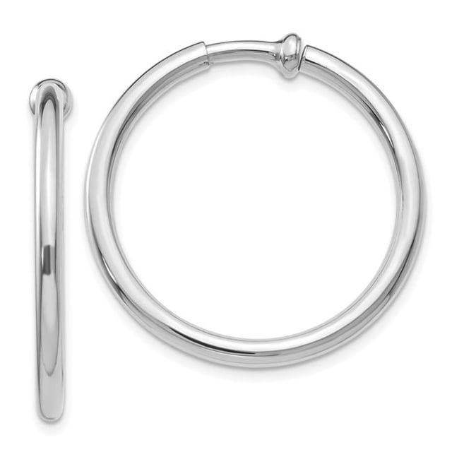 Quality Gold XWE136 Boucles d'Oreilles Créoles en Or Blanc 14K Non Percées