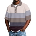 thumbnail image 2 of Men's Polo Shirts Color Block Short Sleeve Button Down Shirts Relaxed Fit Formal Dress Work Golf Collared Shirt, L, 2 of 6