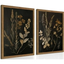 Dark Floral Canvas Wall Art Set Dark Academia Flower Prints Vintage Botanical Wall Painting Rustic Farmhouse Black Floral Picture Art Print Moody Daisy Wall Decor for Living Room Unframed