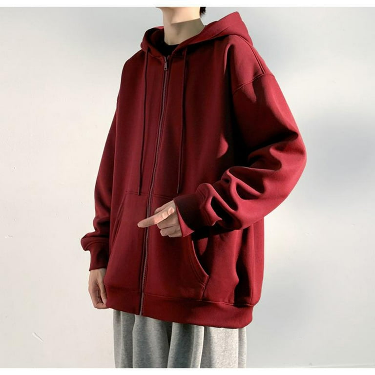 JXMVOJ Men's Zip Up Fleece Hoodie Casual Drawstring Hooded